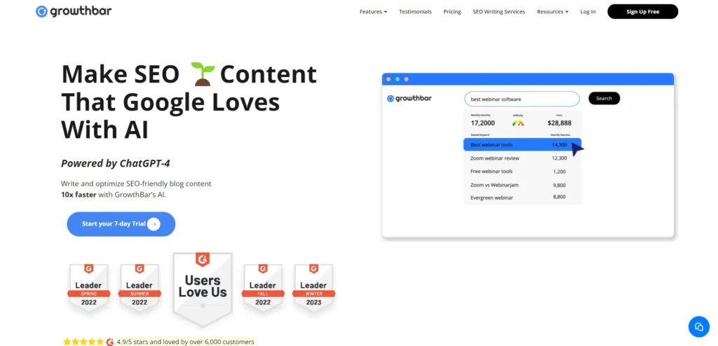GrowthBar - Write Google-Optimized Content